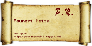 Paunert Metta névjegykártya